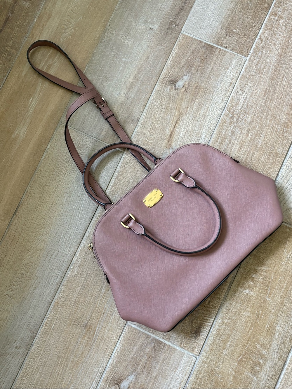 Michael Kors Dusty Rose Dome Crossbody Satchel with Gold Plate